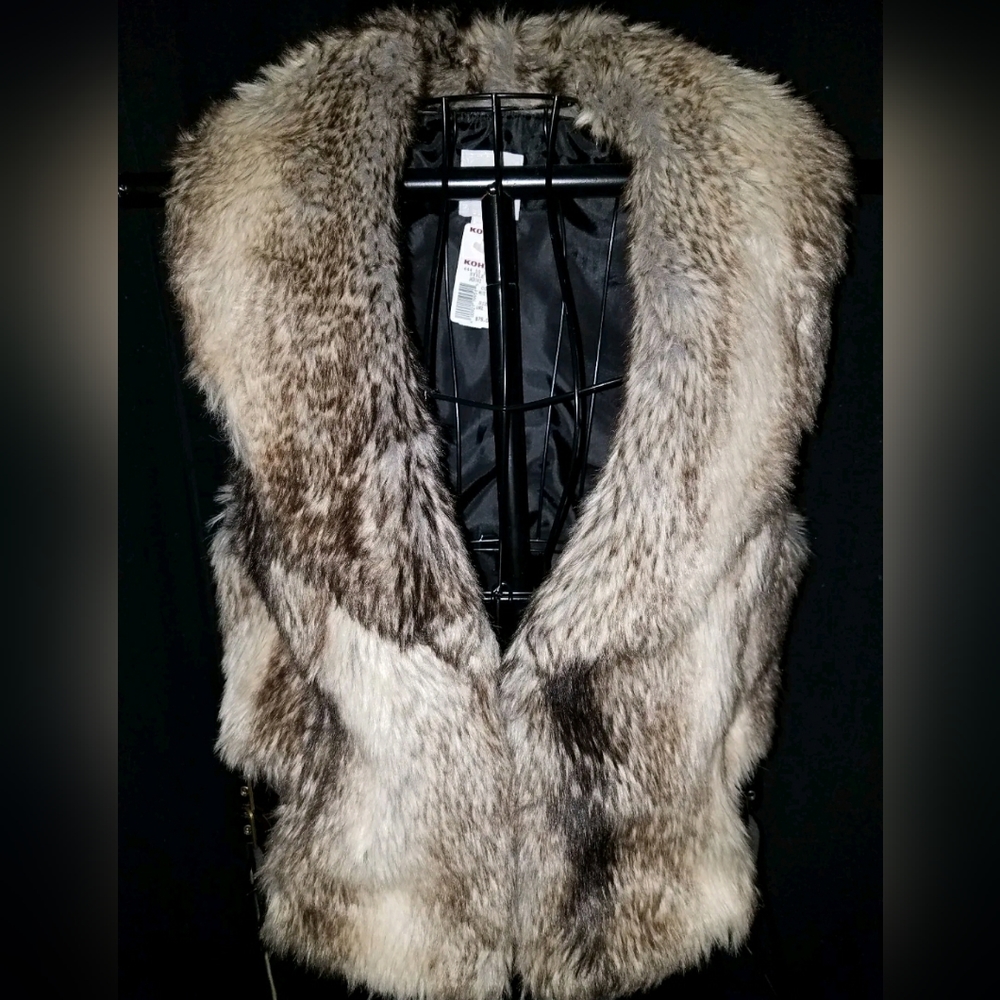 Vintage Candie's Faux Fur/leather Vest. New With Tags. Size L. Brown. Retail $78